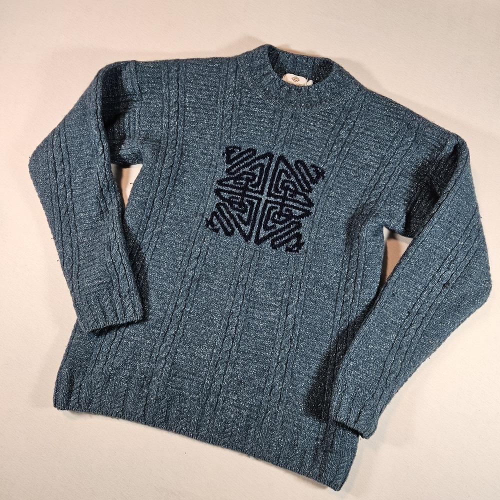 Vintage Strathspey Sweater Cable Knit Scottish Wool Silk Fisherman